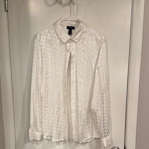 Forever 21 White Textured Button Down Shirt